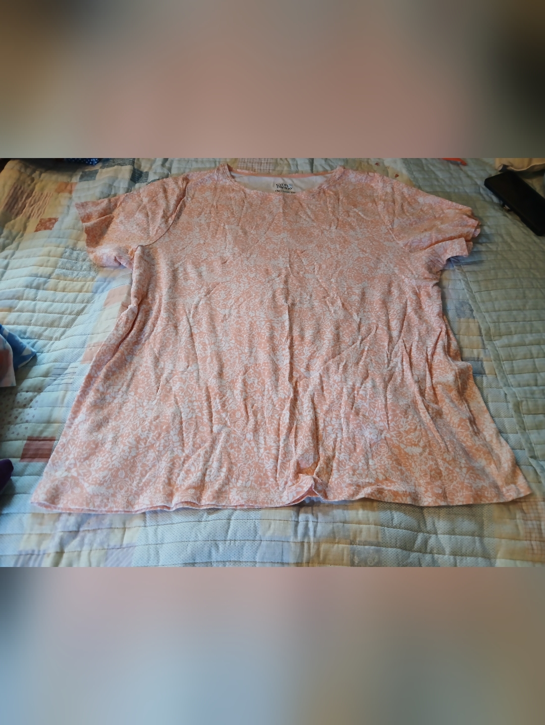 Croft & Barrow Peach Floral Short Sleeve Tee